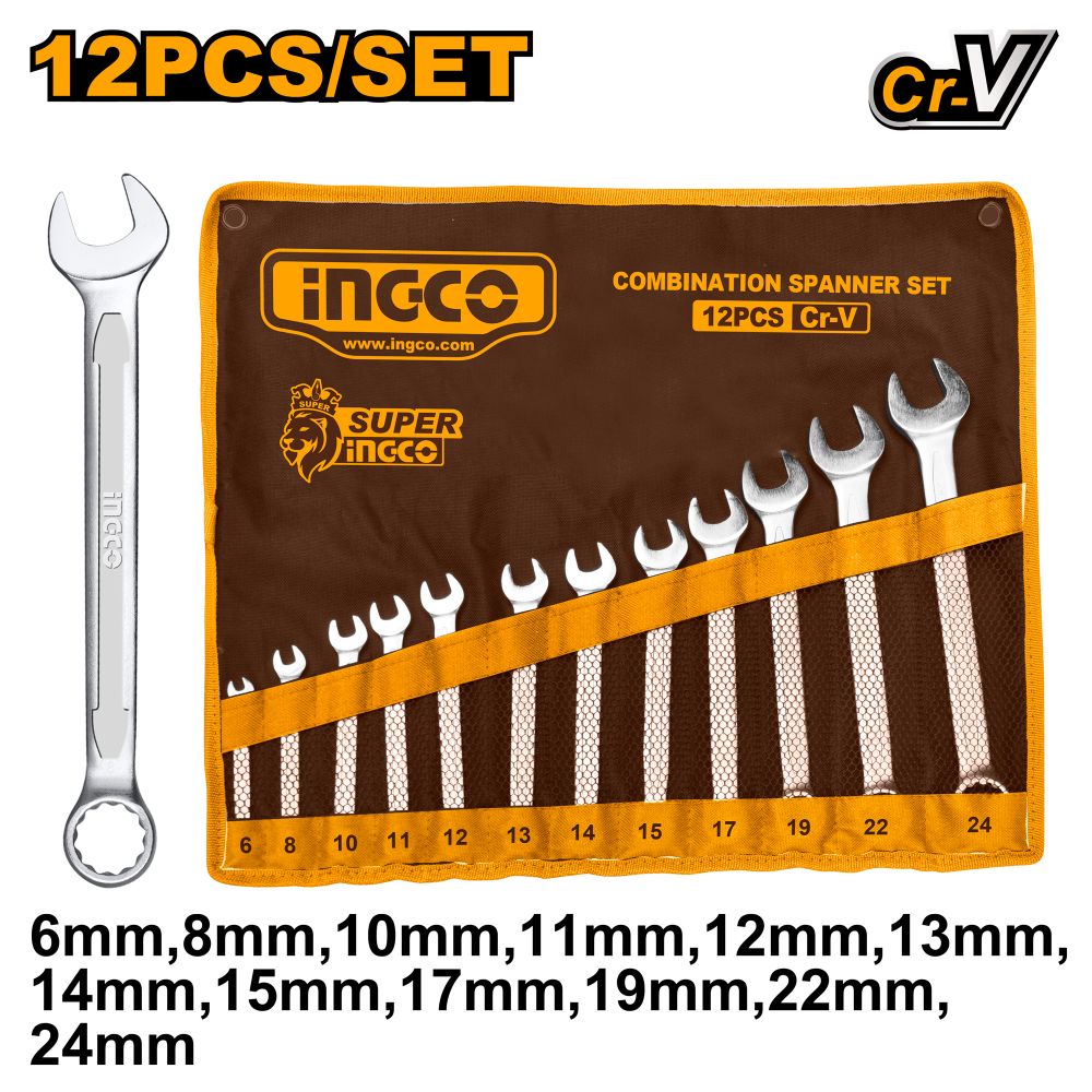 Spanner Set Comb 6-24mm Pouch 12pcs