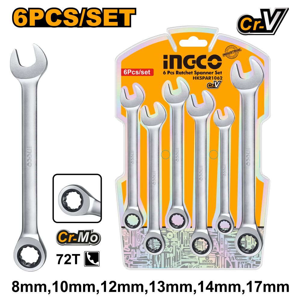 Spanner Set Ratchet 6pcs