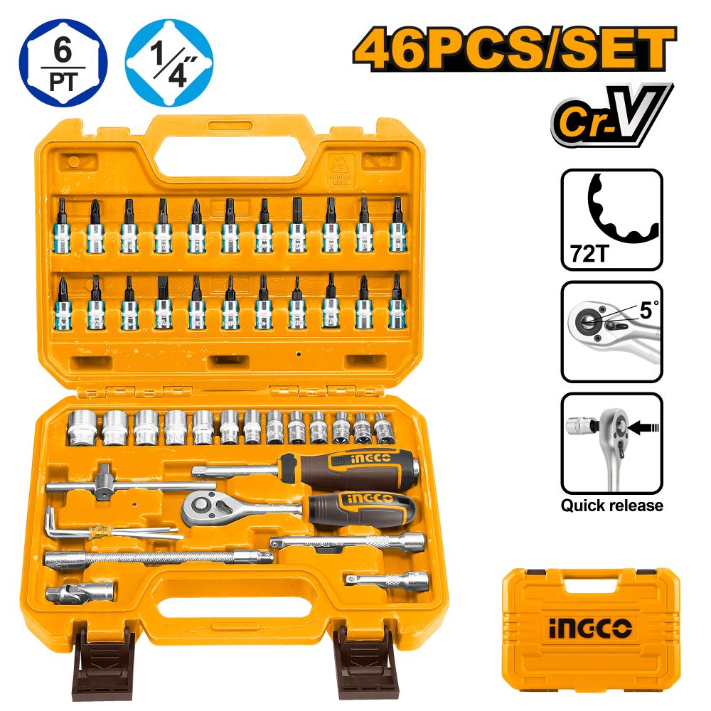 Socket Set 1/4 45pcs 4-14mm Bmc