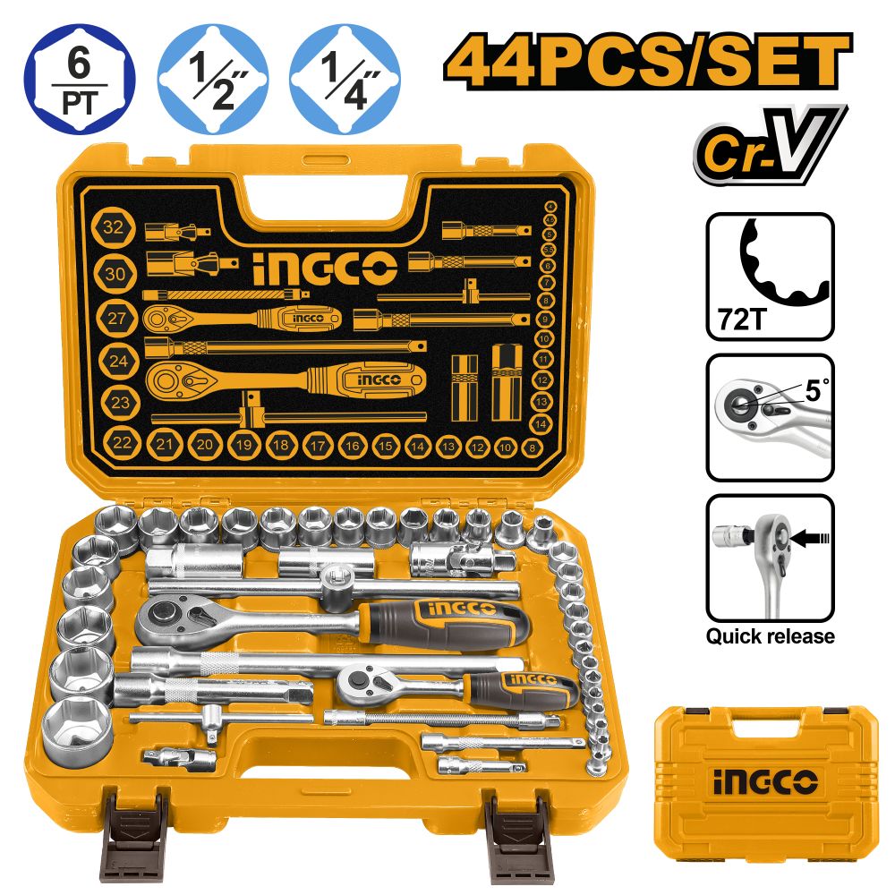 Socket Set 1/4+1/2 44pcs Bmc