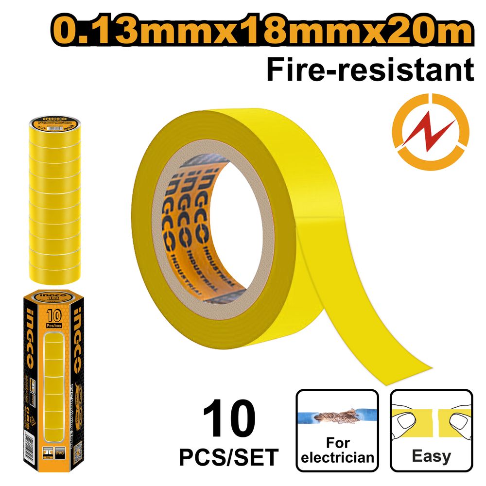 Tape Insul 20mx18x0.13mm Yel P/10