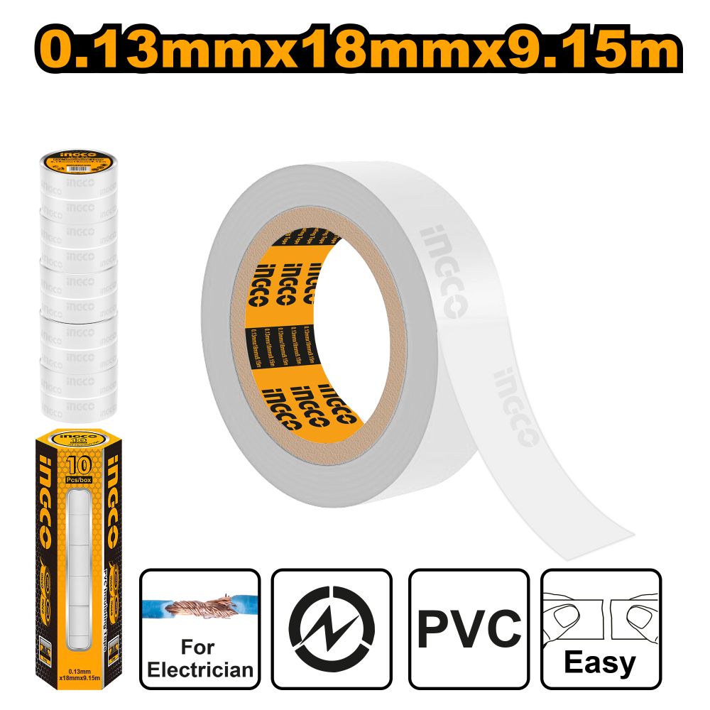 Tape Insul 9.15mx18x0.13mm Pvc Wht P/10