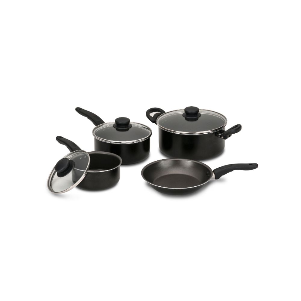 7 Piece Non-stick Cookware Set Black