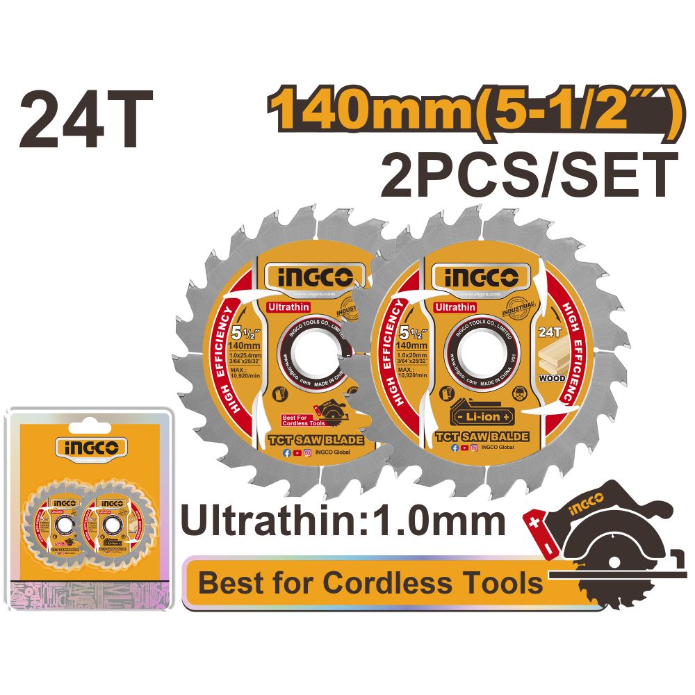 Blade Tct Wood U/thin 140x24t 20/16