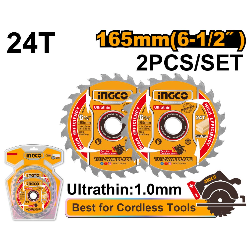 Blade Tct Wood U/thin 165x24t 2pcss