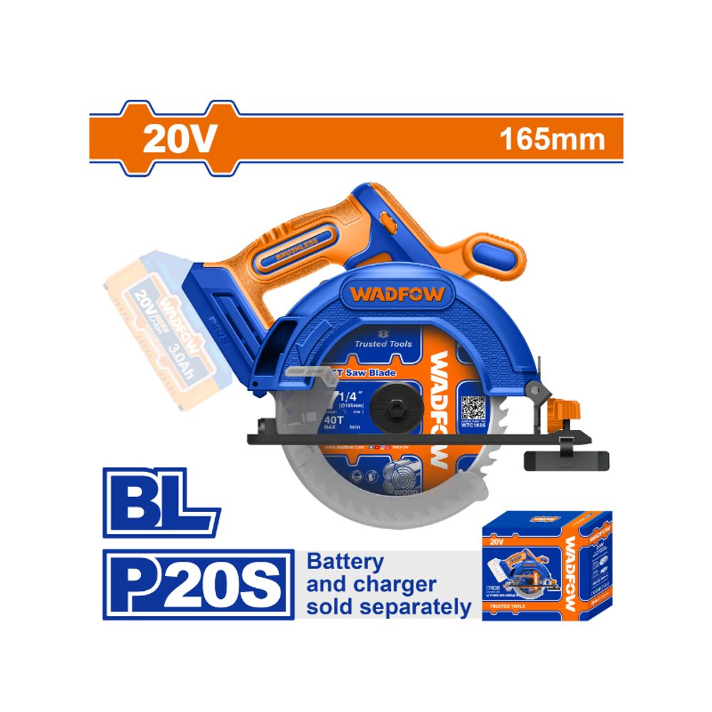 20v Ps+c/l B/l Circular Saw 165mm + Assy