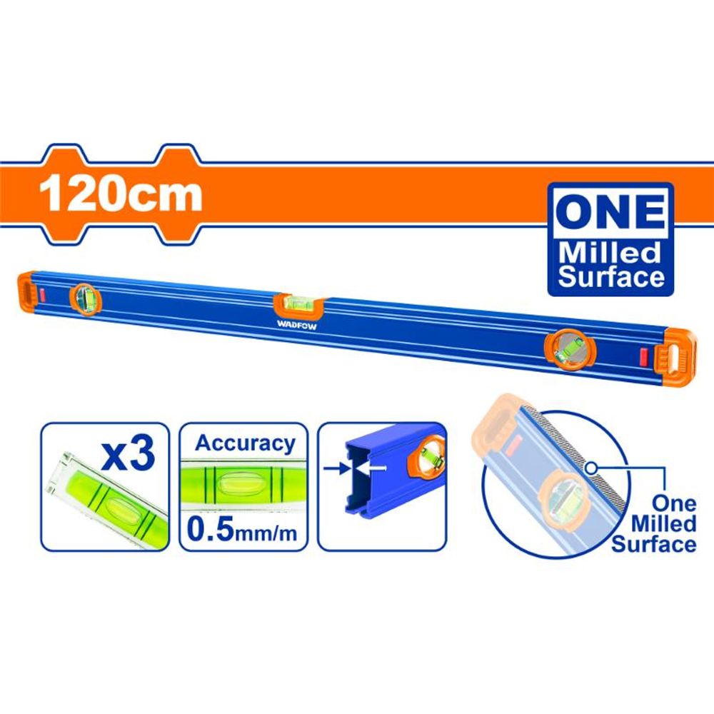 Level Spirit Miled Bottom 3 Vial 120cm