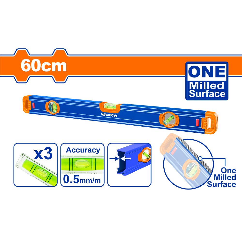 Level Spirit Miled Bottom 3 Vial 60cm