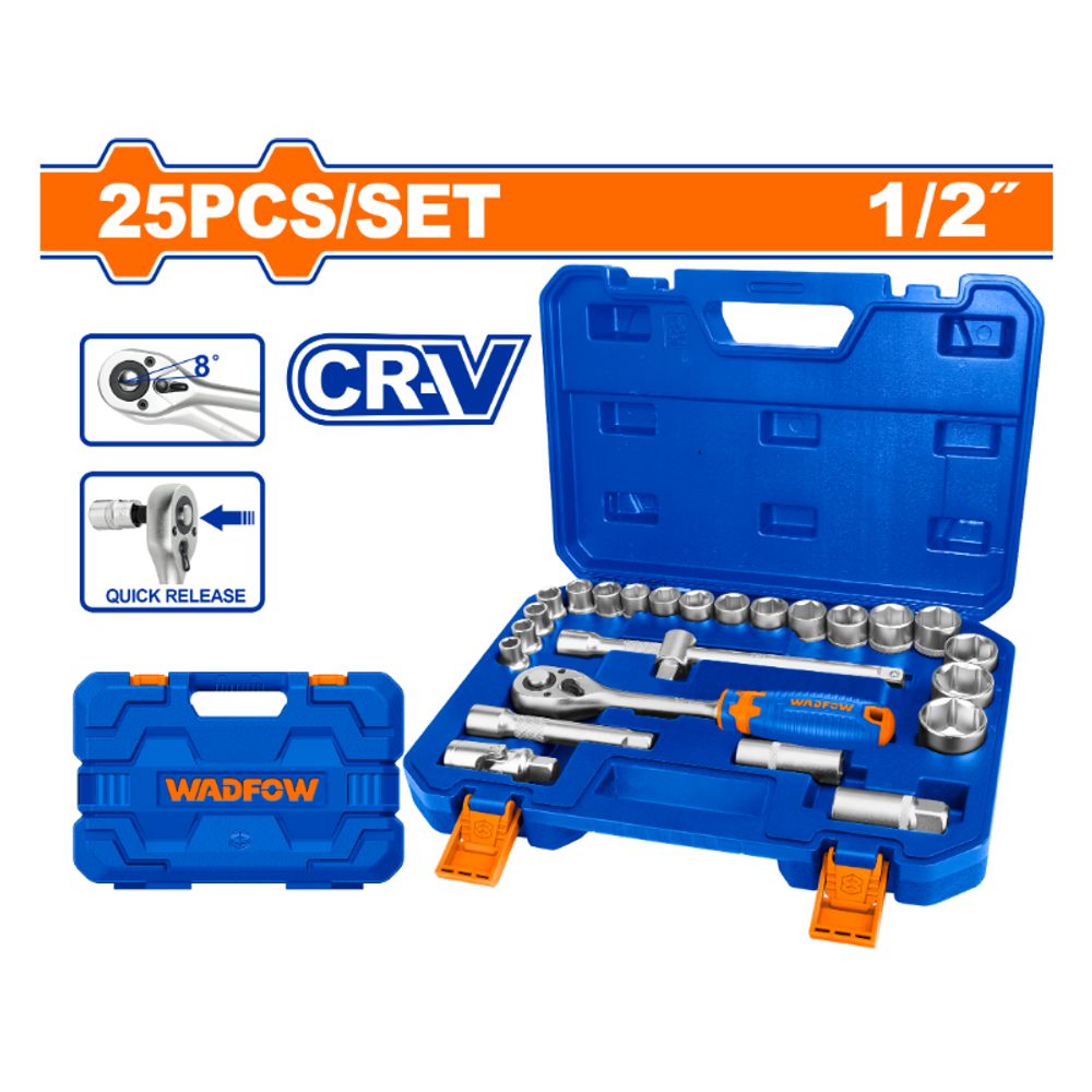 Socket Set Cr V 1/2 45t 25pcss