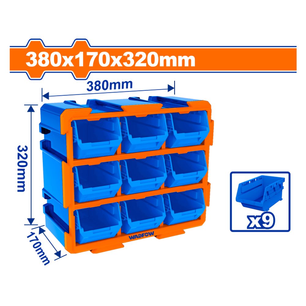 Storage Tower Set 380x170x320mm Bin 9pcss