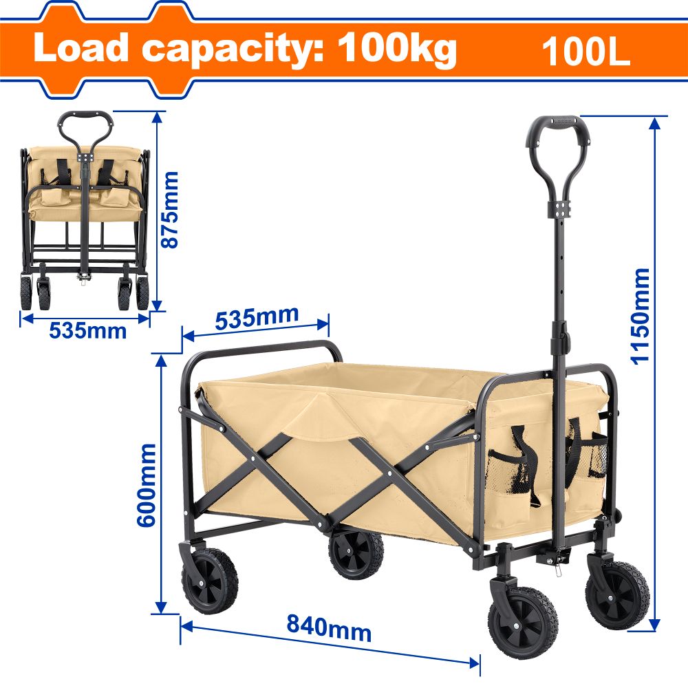 Camping Cart Extendable 100kg840x535x600mm