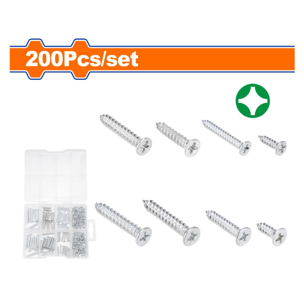 Screw S/tapping C/s Acc Set 3-3.5mm 200pcs