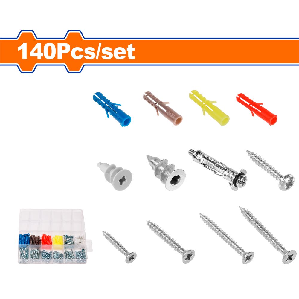 Screw & Wall Plug Acc Set 5-8mm 140pcs