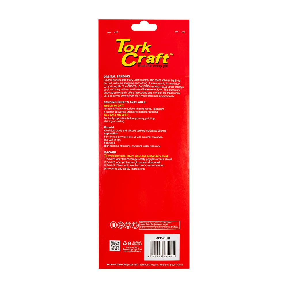 Sanding Sheet Orb 115 X 280mm 120gr Plain No Holes 5/pk