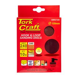 S&ing Disc 125mm No Hole 240 Grit 10/pack Hook & Loop