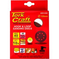 S&ing Disc 125mm 40 Grit With Holes 10/pk Hook & Loop