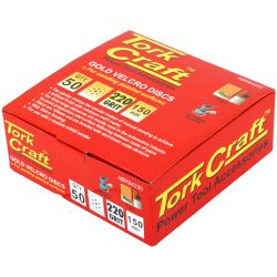 Gold Disc (50 Pieces) 220 Grit 150mm X 6+1 Holes Hook & Loop
