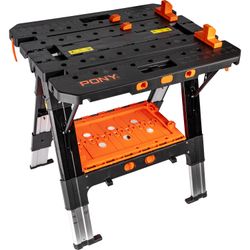 PONY Work Table & Sawhorse With 4pc Bench Dogs