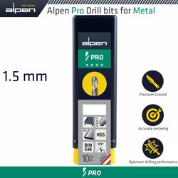 ALPEN Pro 1.5mm Hss Drill Din 338 Rn 135 With Split . Bulk