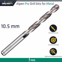 ALPEN Pro Hss Drill Din 338 Rn 135 With Split . 10.5mm Bulk