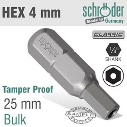 Allen/hex 4mm Security Insert Bit 25mm Bulk