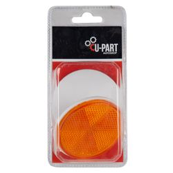 U-PART Reflector Round Centre Bolt Amber 60mm 2pk
