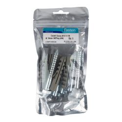 IFASTEN Coach Screw M12x90mm & Wall Plug Grey 5 Pp