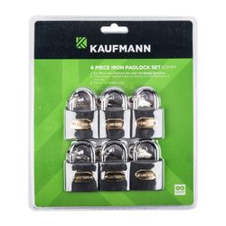 Kaufmann Padlock Steel Set 6 Pc 30mm