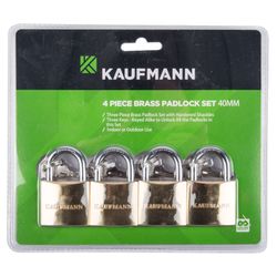 Kaufmann Padlock Brass Set 4 Pc 40mm