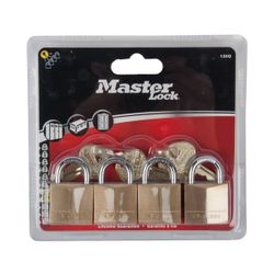 MACKIE Master Pad Lock Brass 4pk 40mm Keyd Alike