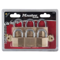 MACKIE Master Pad Lock Brass 6pk 50mm Keyd Alike