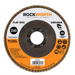 ROCKWORTH Flap Disc 115mm Zirconia Oxide P40