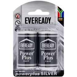 EVEREADY Battery Power+ Silver Zinc D 2 Pack