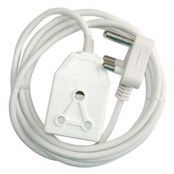 NEXUS Extension Cord White Dbl 5m 1.0mm 10a