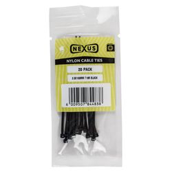 NEXUS Cable Ties T18r 2.5mmx100mm Black 20 Pack