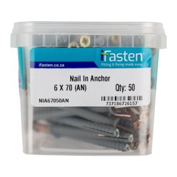 IFASTEN Nail In Anchor 6mmx70mm 50 Pt