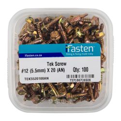 IFASTEN Tek Screw No12 5.5mmx20mm 100 Pt