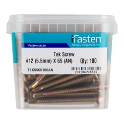 IFASTEN Tek Screw No12 5.5mmx65mm 100 Pt