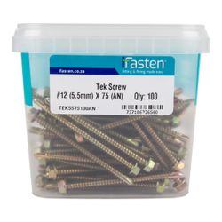 IFASTEN Tek Screw No12 5.5mmx75mm 100 Pt