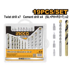 19pcs Drill/screwdrv Bits Set