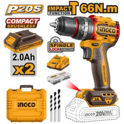 20v Ps+c/l B/l Impact Drill 66nm Kit +acc