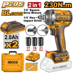 20v Ps+c/l B/l Imp Driver + Wrench Bmc Kit 2ba