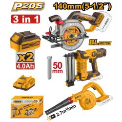 20v Ps+c/l B/l Cir/saw Blower Nailer+2batt +ch 3pc