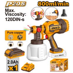 20v Ps+c/l Spray Gun Incl Assy 5pcss Kit 1batt