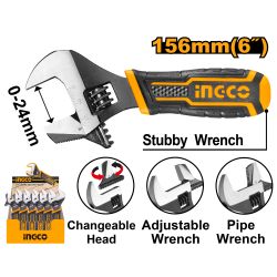 Wrench Adjust 2in1 Stubby 156mm