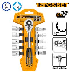 Socket Set 1/4 5-14mm Hanger 12pcs