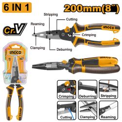 Plier Multi/f L/nose 6 In 1 200mm Cr V