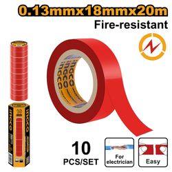 Tape Insul 20mx18x0.13mm Red P/10