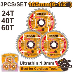 Blade Tct Wood U/thin 165x24t 40t 60t 3pcs