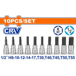 Socket Bit Set Cr V 1/2 10pcss